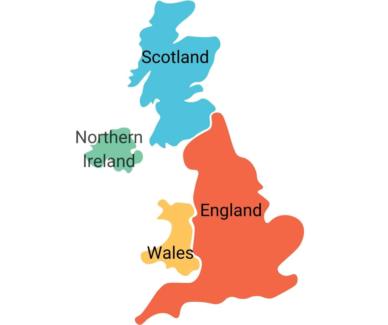 Англия Шотландия Уэльс и Северная Ирландия на карте